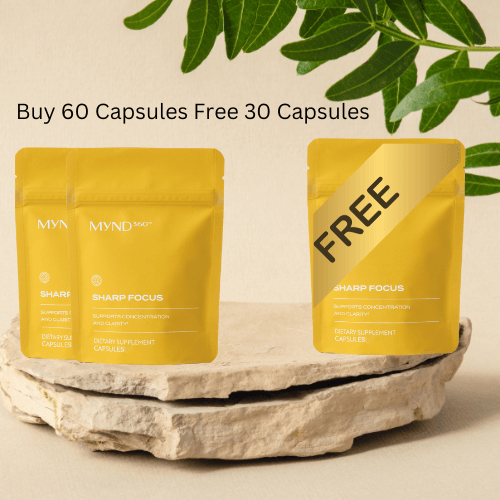 Mynd360® Sharp Focus: Buy 60 Capsules, Get 30 Capsules Free! 🎯🧠 - Happiness Harmony Hub