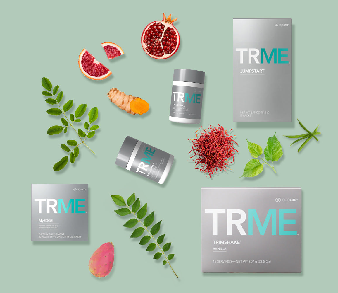 an image of trme products with fruits elements