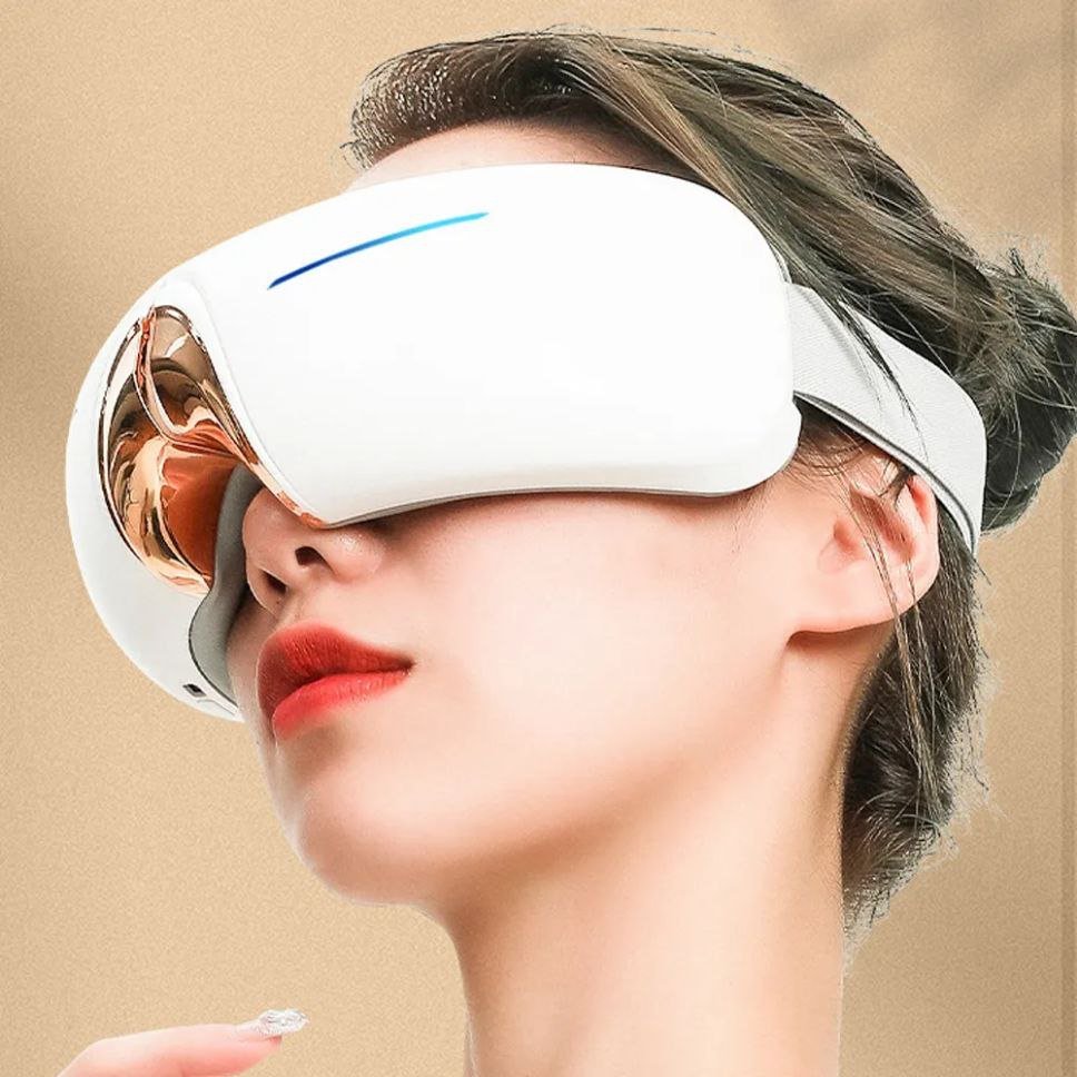 👁️ VisioWave™ Smart Eye Massager – White Supreme Bluetooth Model 🎧 - Happiness Harmony Hub