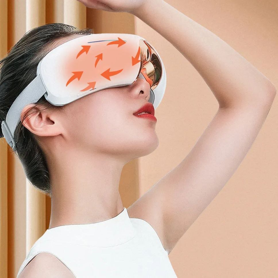 👁️ VisioWave™ Smart Eye Massager – White Supreme Bluetooth Model 🎧 - Happiness Harmony Hub