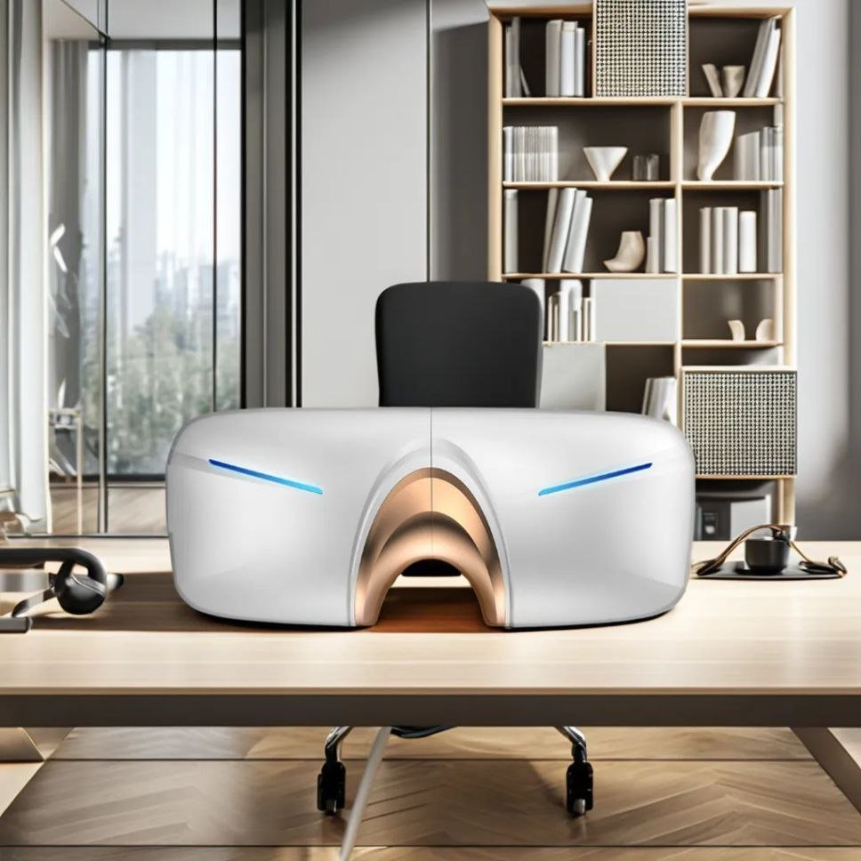 👁️ VisioWave™ Smart Eye Massager – White Supreme Bluetooth Model 🎧 - Happiness Harmony Hub